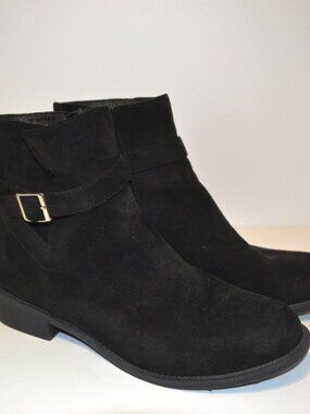 Athlefit Black Faux Suede Ankle Boots – Women’s Size 10